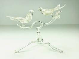 Handgeformte Glasfigur Lovebirds Studioglas H 10 cm